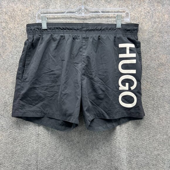 Hugo Boss Other - Hugo Boss Shorts Men Large Adult Black White Swimwear Trunk Lined Spell out